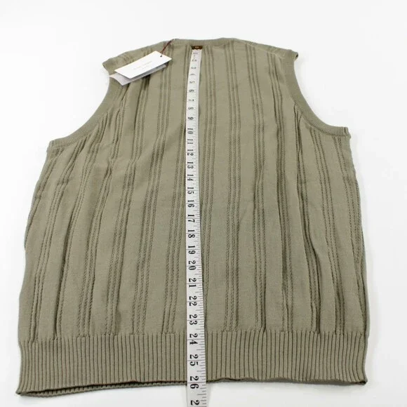 Luciano Barbera NWT V Neck Sweater Vest Size 50 M In Sage Green Cotton/Cashmere